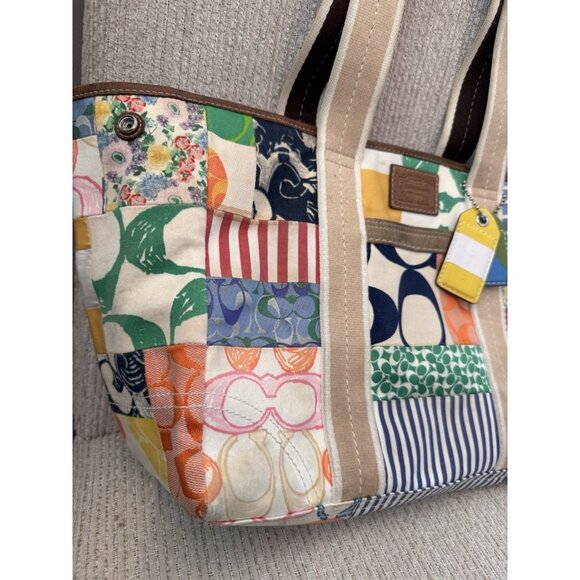 Coach Hampton Weekend Tote Bag Patchwork Handbag Purse Satchel Y2K - Picture 6 of 16